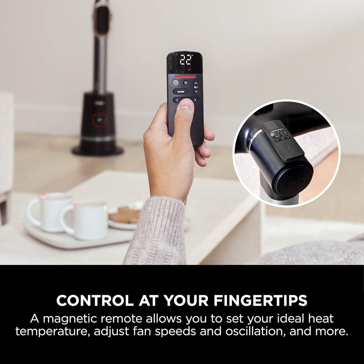 Shark TurboBlade Ventilator und Turmheizung, Cool + Wärme, flüglose Kühlung und schnelle Erwärmung mit Thermo IQ, Dual-Modi mit 180°-Oszillation, Fernbedienung, Kohle