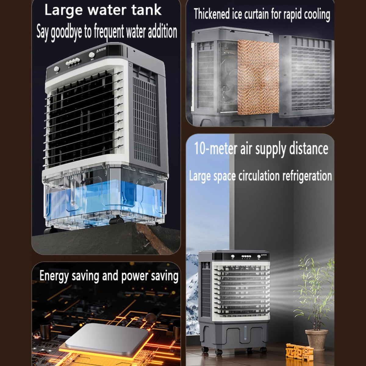 Verdunstungskühler Leise Luftkühler Air Conditioner mit Wasserkühlung 3 Luftgeschwindigkeiten 120°Oszillation Ventilator Mobile Klimaanlage ohne Abluftschlauch für Zimmer Wohnungen