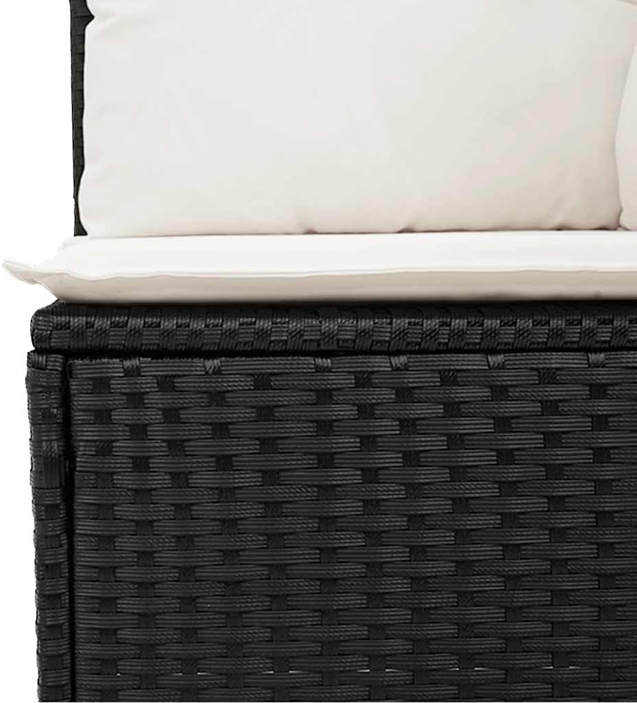 vidaXL 5-TLG. Garten-Sofagarnitur mit Kissen Schwarz Poly Rattan, Outdoor Sofa Set, Outdoor Sofagarnitur, Garten-Lounge-Set, Garten Sofagarnitur