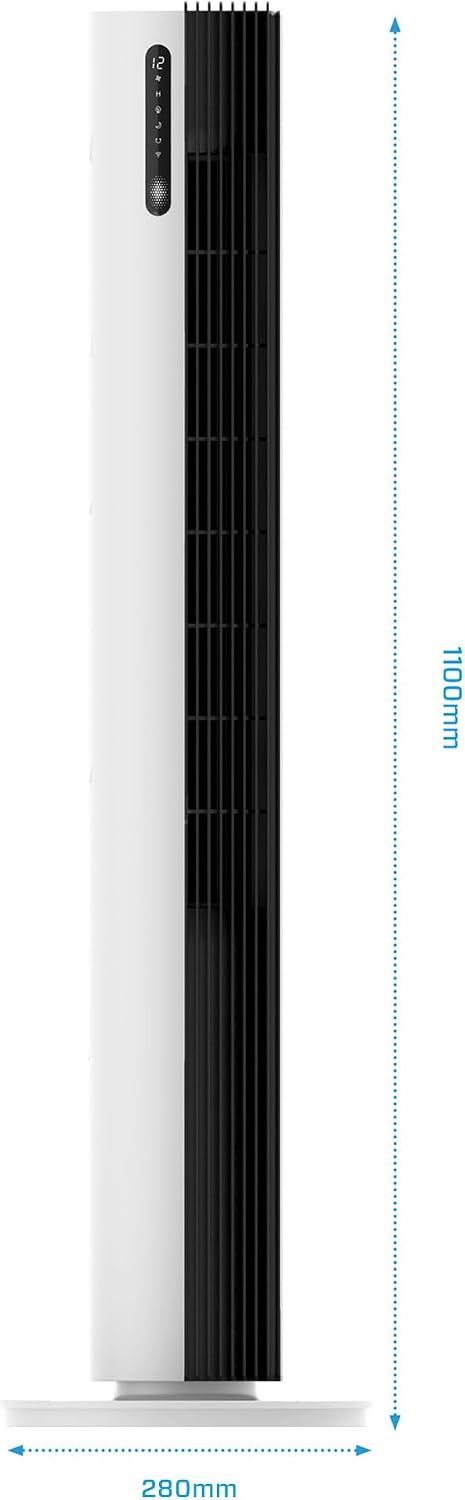 Clean Air Optima CA-407 Smart - Luxus Turmventilator - Luftdurchsatz bis 500m³/h - Oszillation 90º - Staubfilter für saubere und frische Luft - Smartphone-Bedienung (Weiß/schwarz)