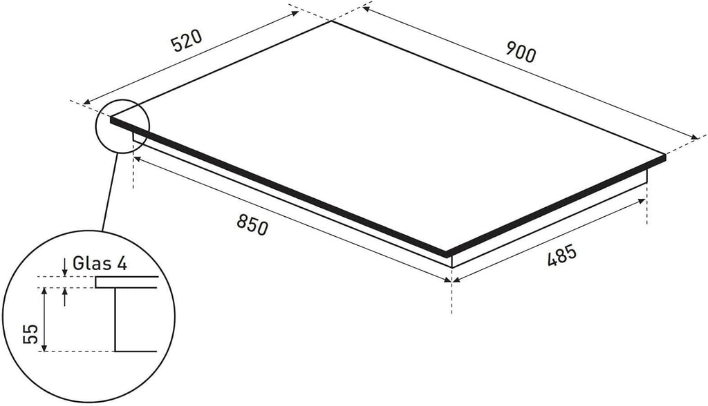 Oranier Induktionskochfeld 90 cm autark FLI690 - Flächeninduktion mit 6 Kochzonen, Brückenschaltung für 3 große Zonen, Multi-Slider Bedienung, 9 Leistungsstufen, Booster, Topferkennung & Timer