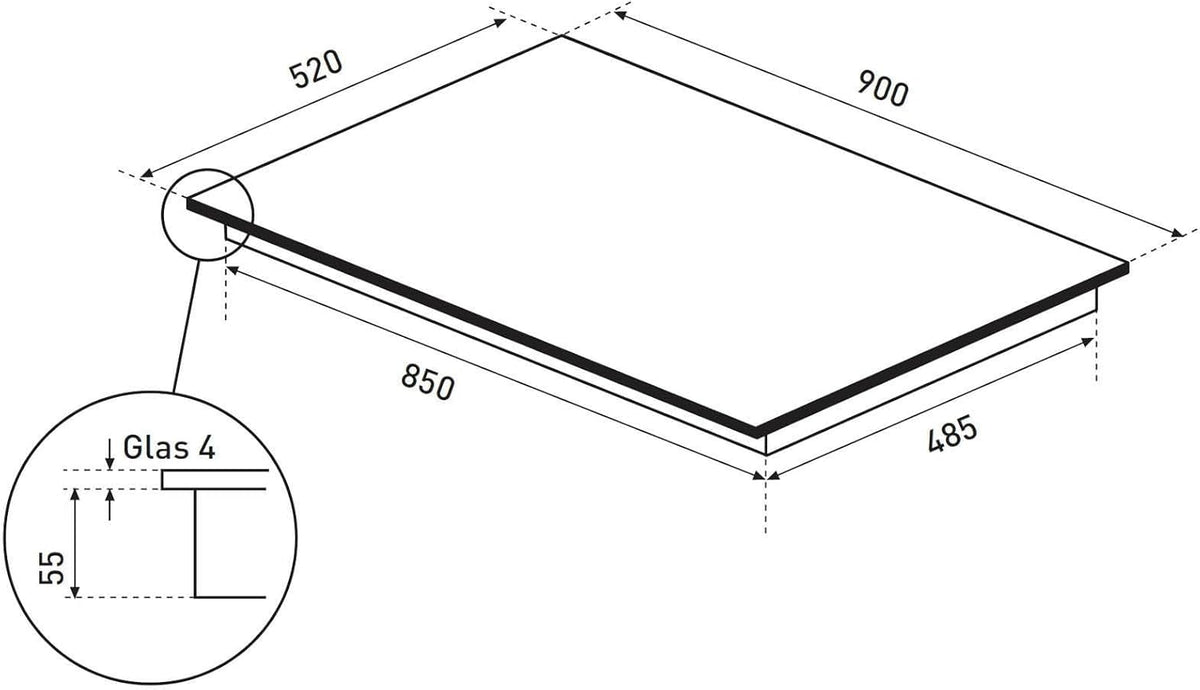 Oranier Induktionskochfeld 90 cm autark FLI690 - Flächeninduktion mit 6 Kochzonen, Brückenschaltung für 3 große Zonen, Multi-Slider Bedienung, 9 Leistungsstufen, Booster, Topferkennung & Timer