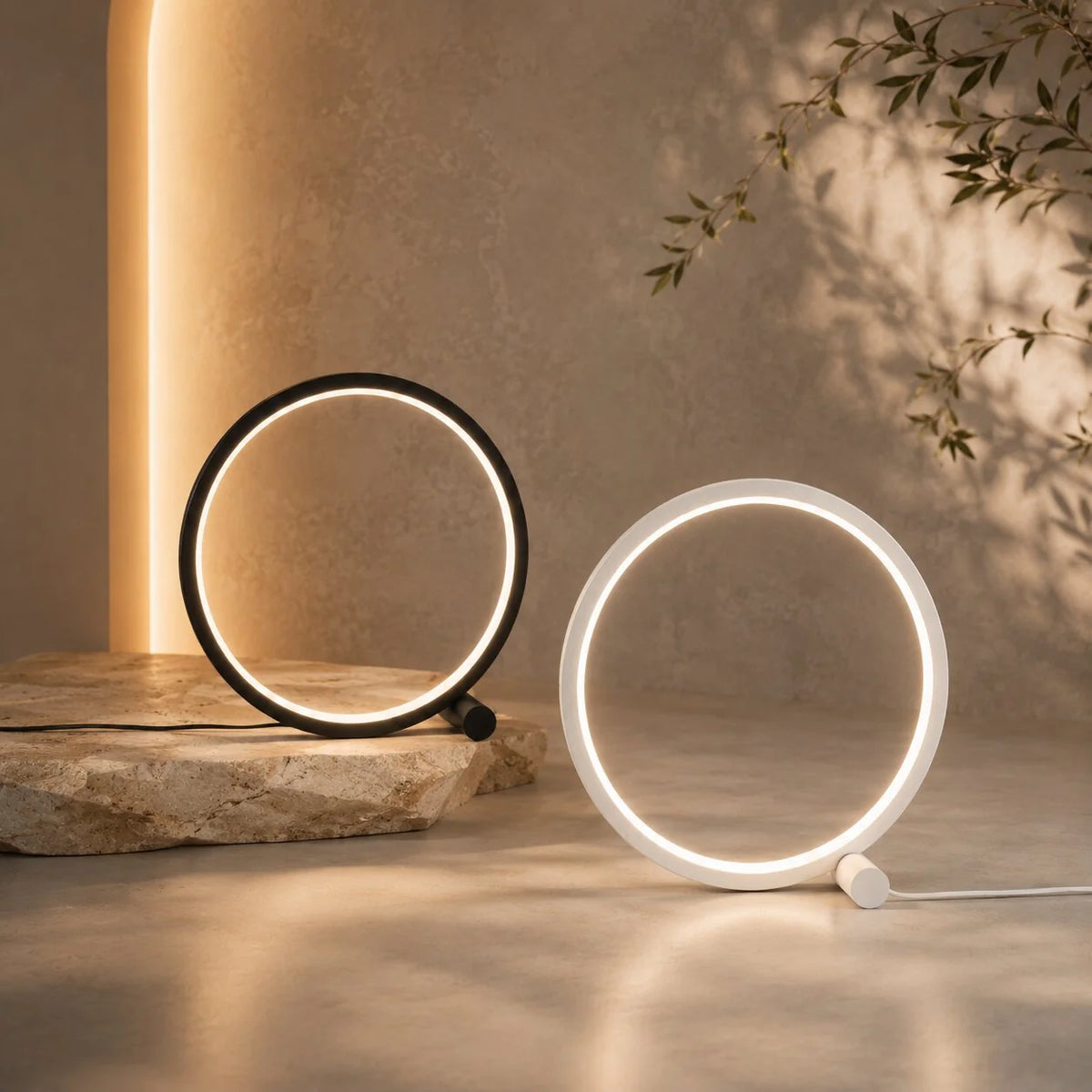 Dimmbare LED Tischlampe | Kreislicht