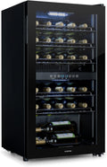 Klarstein Weinkühlschrank, 2 Zonen Getränkekühlschrank Klein, Freistehender Kleiner Weinschrank 80L, Wein-Kühlschrank mit Glastür, Indoor/Outdoor Flaschenkühlschrank, Wine Fridge 29 Flaschen