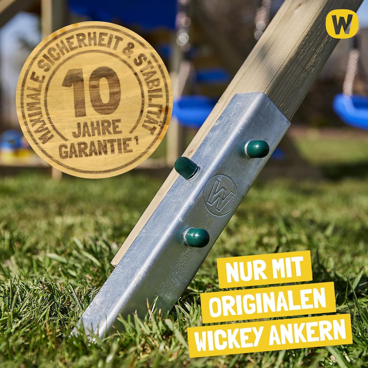 WICKEY Spielturm Klettergerüst Smart Camp mit Schaukel & grüner Rutsche, Outdoor Kinder Kletterturm mit Sandkasten, Leiter & Spiel-Zubehör für den Garten