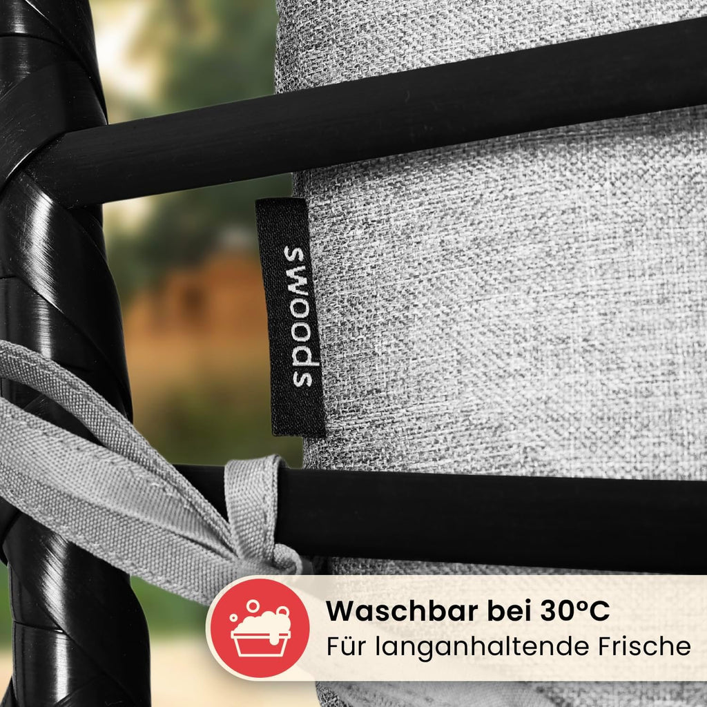 Swoods XXL Hängesessel mit Gestell - Hängesessel Für Indoor und Outdoor - Inkl. Kissen - Egg Chair - bis 150kg (Hellgrau)