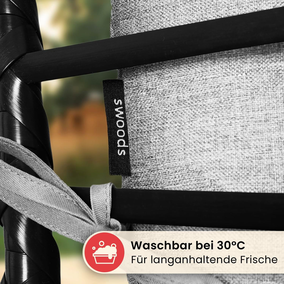 Swoods XXL Hängesessel mit Gestell - Hängesessel Für Indoor und Outdoor - Inkl. Kissen - Egg Chair - bis 150kg (Hellgrau)