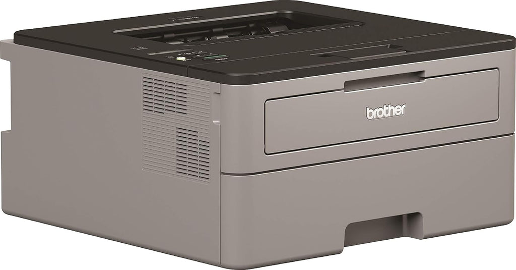 Brother HL-L2350DW Kompakter S/W-Laserdrucker (30 Seiten/Min., 64 MB, A4, echte 1.200x1.200 dpi, Duplexdruck, 250 Blatt Papierkassette, USB 2.0, WLAN), Hellgrau/Schwarz