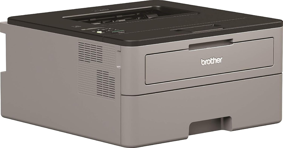 Brother HL-L2350DW Kompakter S/W-Laserdrucker (30 Seiten/Min., 64 MB, A4, echte 1.200x1.200 dpi, Duplexdruck, 250 Blatt Papierkassette, USB 2.0, WLAN), Hellgrau/Schwarz