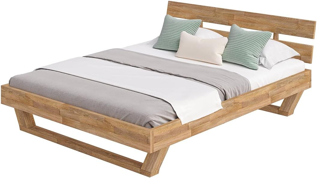skølm Nornir Massivholzbett 160x200 cm – Bettrahmen aus Massivholz Eiche geölt – hochwertiges Holzbett mit Kufen Bettbeinen – Bettgestell mit 2 Streben als Bettkopf – geeignet als Doppelbett