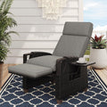 Grand patio Relaxliege Liegesessel mit Sitzkissen Armlehnensessel Verstellbare Rückenlehne Rattan Sonnenliege für Innen, Außeneinsatz, Dunkelgrau -Dunkel Grau Sitzkissen & Braun Rattan