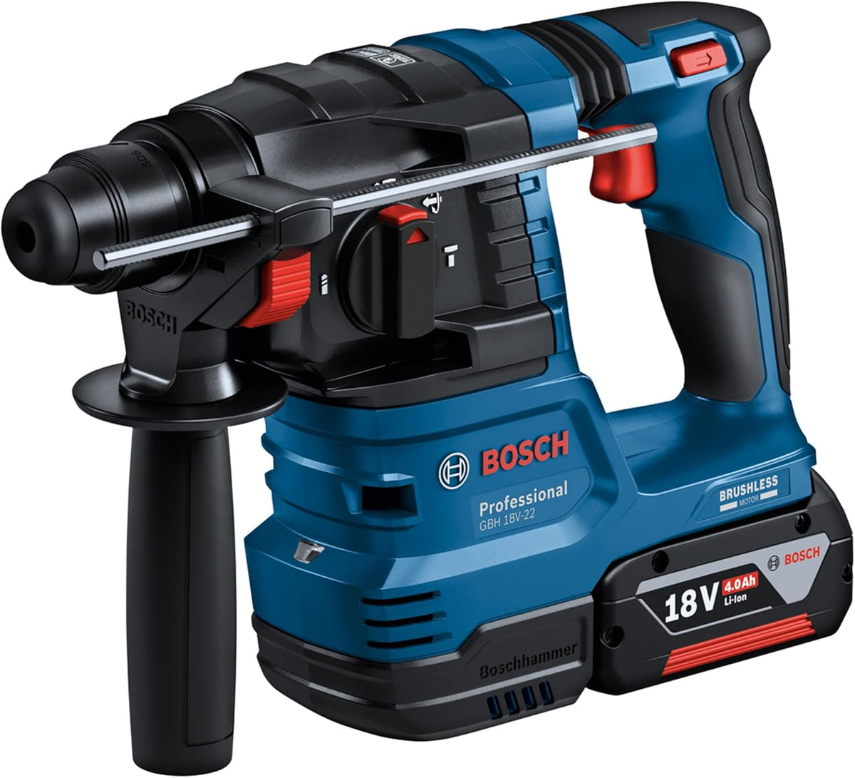 Bosch Professional 18V System Akku-Combo Kit: GSB 18V-45 + GBH 18V-22 + GWS 18V-8 (inkl. 3x GBA 4.0Ah, GAL 18V-40, Werkzeugtasche) – Amazon Exclusive