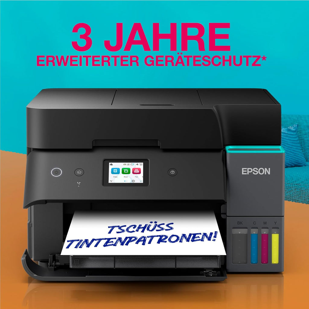 EcoTank ET-4950 Tintentankdrucker | fürs Das Home Office | WLAN & Ethernet | A4 | (Duplex-) Druck, Scannen, Kopieren, Faxen | 6.1 cm Touchscreen | ADF | inkl. Tinte für bis zu 3 Jahre