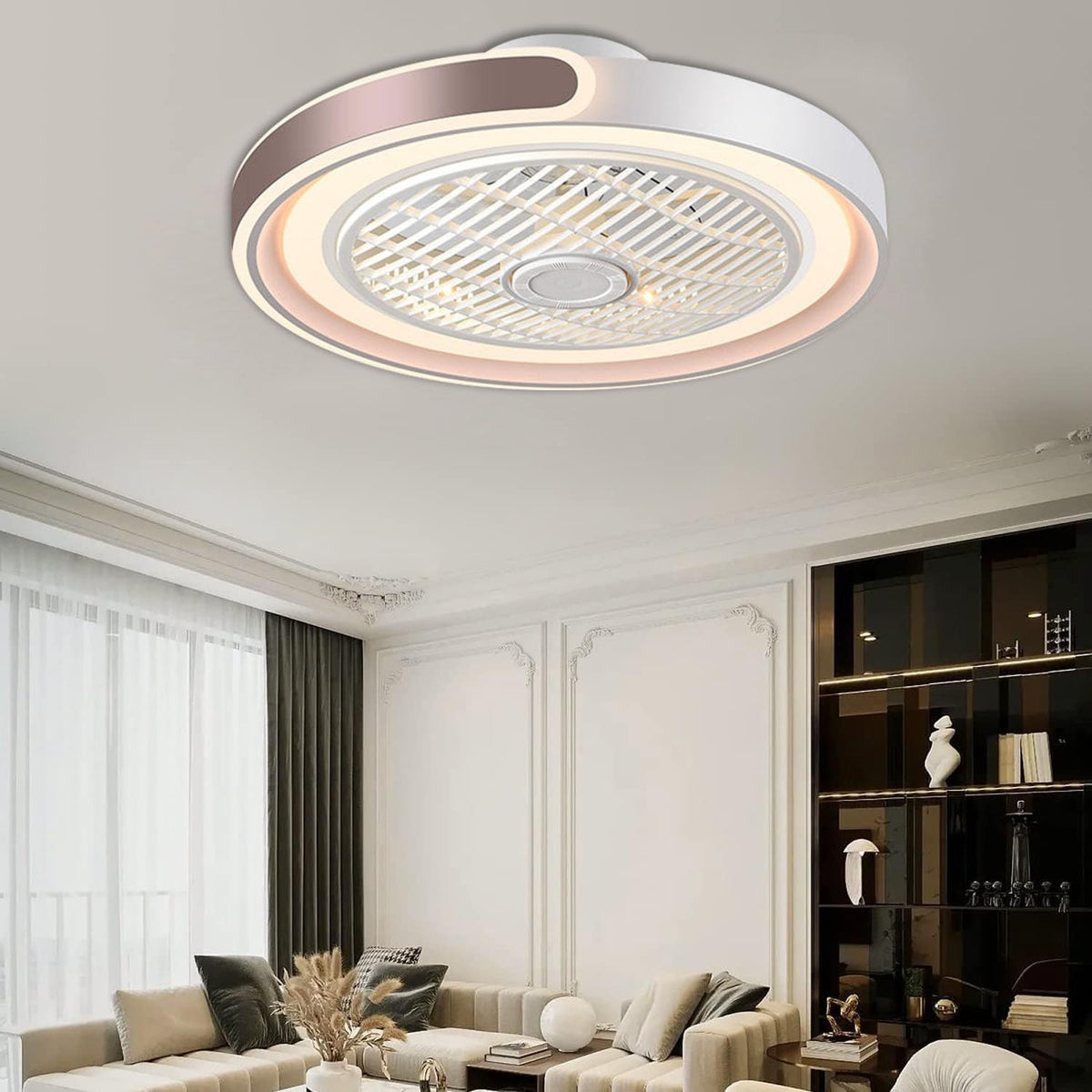 ASJK Deckenlampe mit Ventilator, 72 W, 7200 lm Leise Moderne Led Mit Fernbedienung Timer Ventilator Deckenleuchte Ventilatorlicht Für Wohnzimmer Schlafzimmer, Kaffee