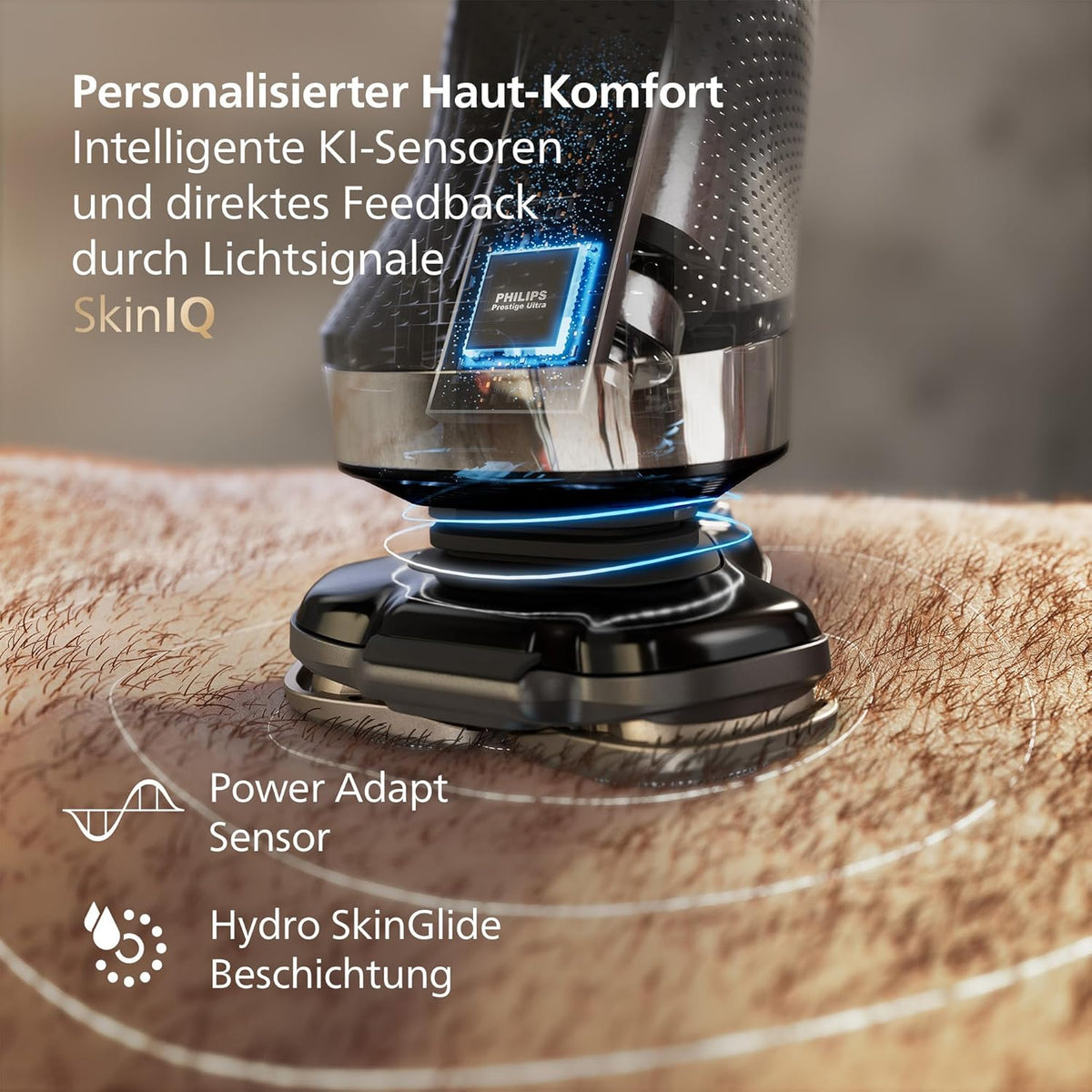 Philips Rasierer i9000, Elektrischer Nass-und Trockenrasierer für Herren mit integriertem Trimmer, taubenblau, Reinigungsstaion, Ladestation und Reiseetui (Modell X9001/30)