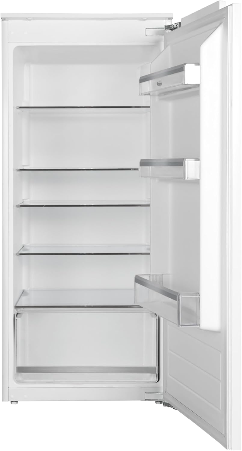 Amica Einbau‑Vollraum‑Kühlschrank Schlepptür‑Technik 1220 mm Nische elektronische Steuerung Inverter‑Motor LED‑Beleuchtung 54 x 122,1 x 54 cm – Einbaukuehlschrank