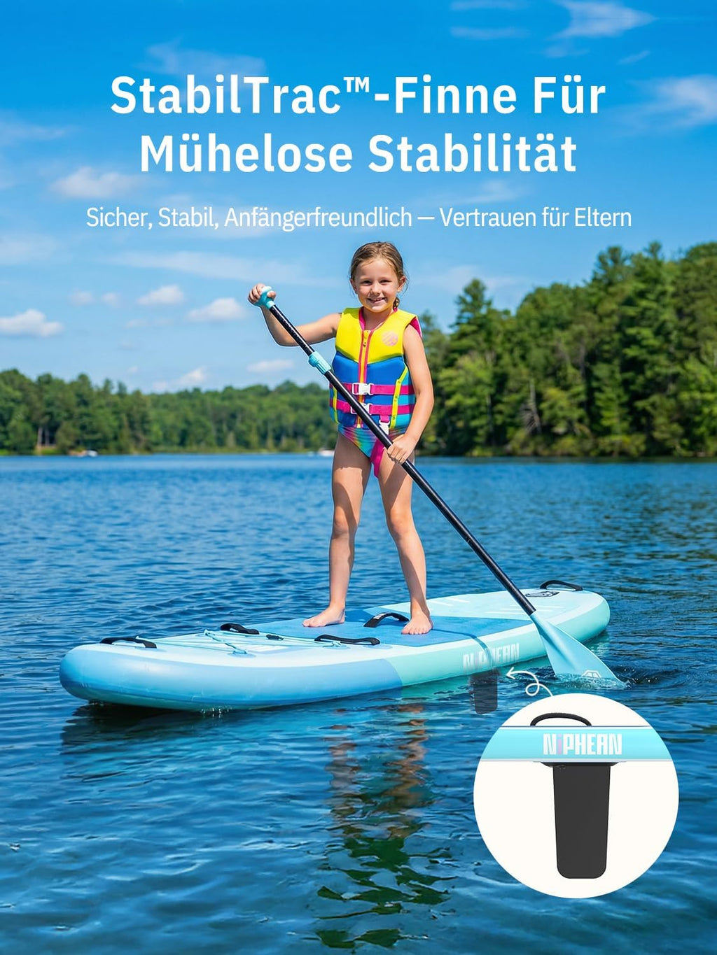 Niphean Stand up Paddling Board mit Sitz, (Ultraleichtes) SUP Board für Frauen, Standup Paddle Board mit +30% Balance StabilTrac-Finne, Anti-Rutsch Inflatable Paddle Board für Yoga&Haustierfreundlich