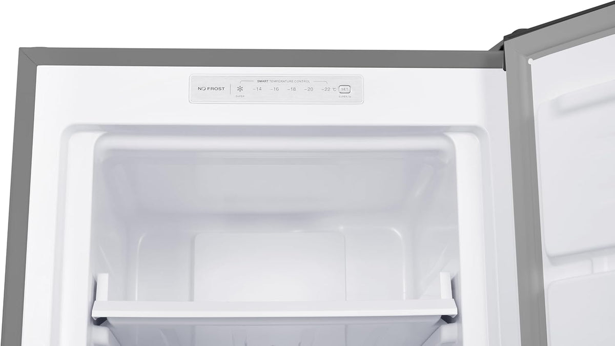 homeX Gefrierschrank NoFrost, Tiefkühlschrank groß - 161L Nutzinhalt, 4-Sterne Gefrieren, Freezer No Frost, Gefrierschränke freistehend, Super-Frost-Funktion, leise 39 dB, silber, FSN1611E-S