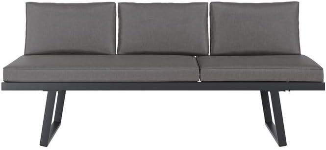 OUTLIV. Diningsofa Lucca Aluminium Olefin Anthrazit Dunkelgrau wasserabweisend 3-Sitzer mit Kissen 200x71x86 cm