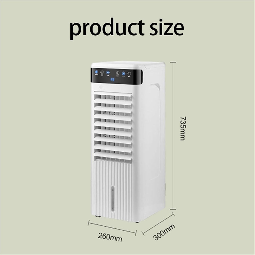 Tragbarer Verdunstungskühler, negative Ionen, 6 m Fernbedienung, Touchpanel, staubdichtes Flügelrad, versteckte Räder 735 x 260 x 300 mm
