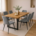 SAM 7 TLG. Essgruppe Josy | 200 x 100 cm | Holz Wildeiche-Optik | Stuhl Set Susi Grau | U-Gestell Schwarz | Esstisch mit 6 Stühlen | Esszimmertisch/Küchentisch/Holztisch | Esszimmer