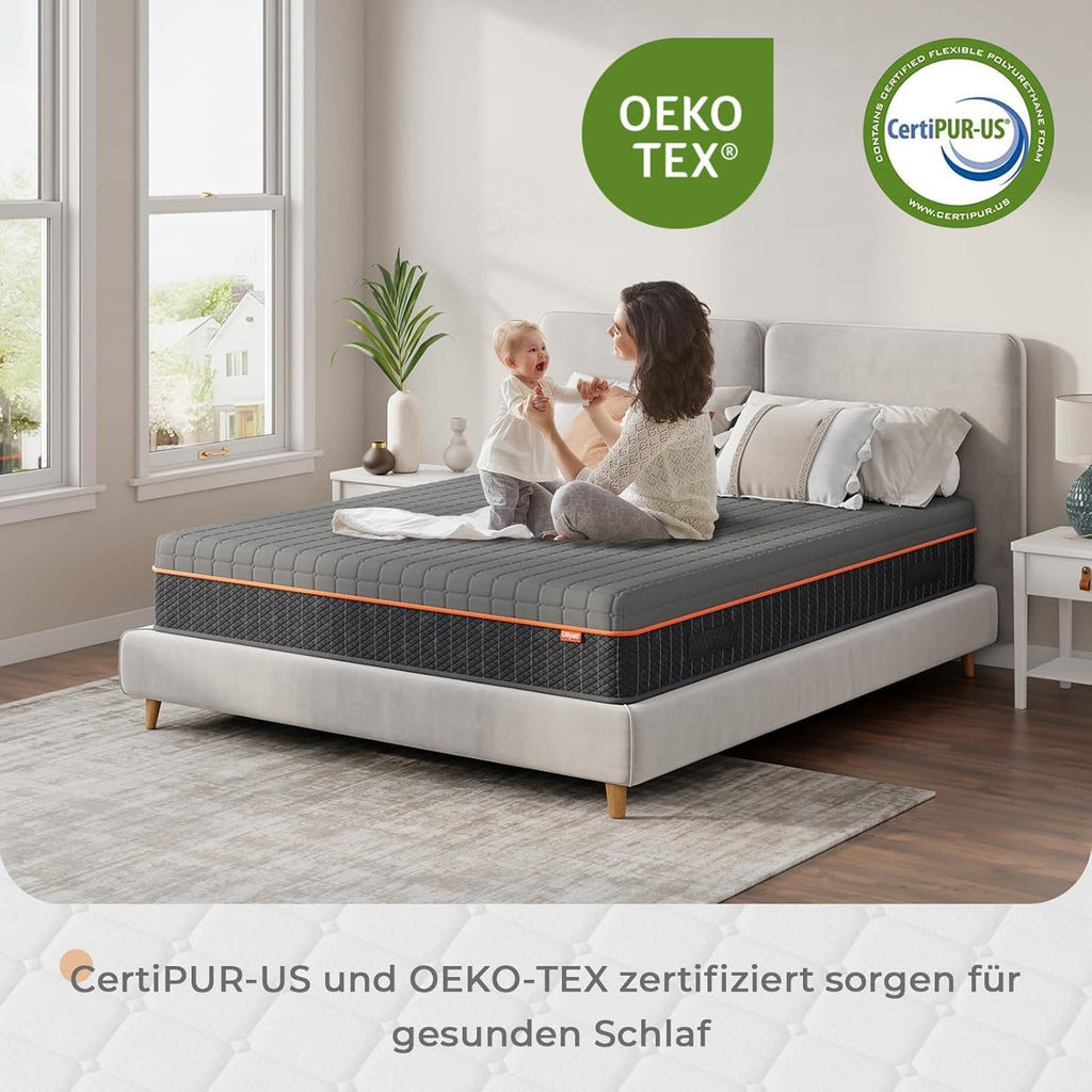7-Zonen Matratze 90x200 cm H3 Ergonomische Kaltschaummatratze und atmungsaktiver Bezug für kühlen Schlaf und Druckentlastung, Öko-Tex Zertifiziert, 90x200x26 cm