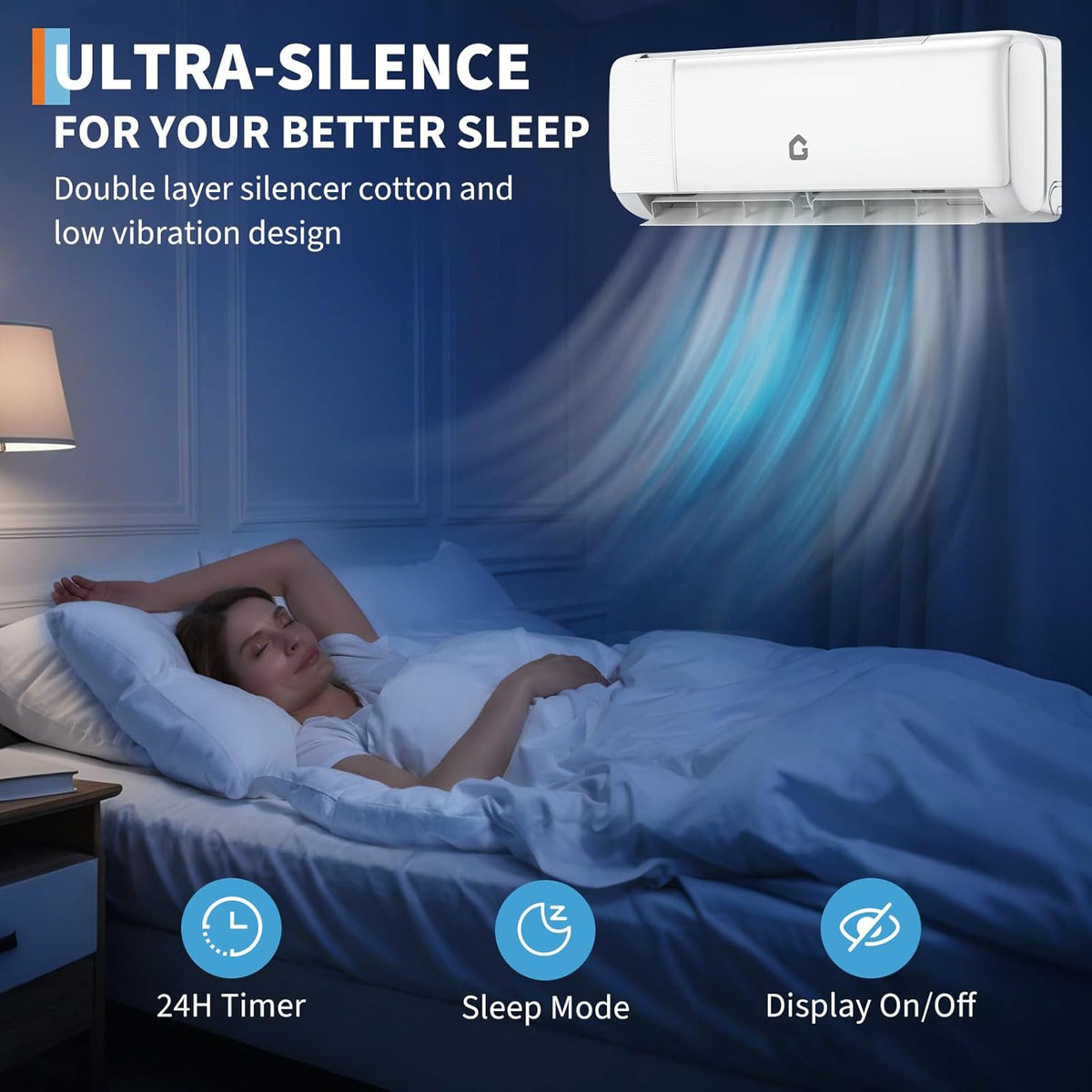 GarveeHome SEER 18.5 12000BTU Split-Mini-Klimaanlage 230 V | Stromsparendes Wechselrichtersystem mit WLAN, Fernbedienung und einfacher Installation für Räume bis zu 200 m