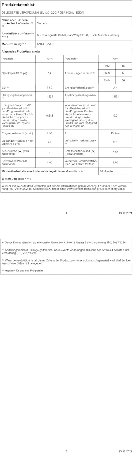 Siemens SN63EX14VE, iQ300 Smarter Geschirrspüler, Vollintegrierte Spülmaschine mit Besteckschublade, 60 cm, Auto Türöffnung dank autoOpen dry, Besonders leise durch iQdrive-Motor, infoLight aquaStop