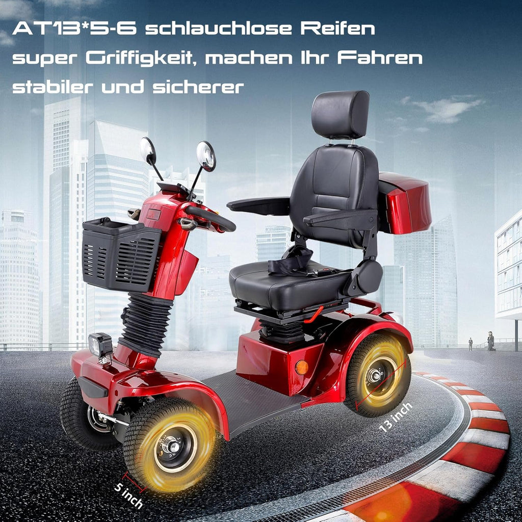 2025 Scooter de movilidad ZVGREEN de 4 ruedas – modelo para personas mayores con asiento tipo capitán – hasta 15 km/h – gran espacio de almacenamiento – asiento giratorio – freno electromagnético