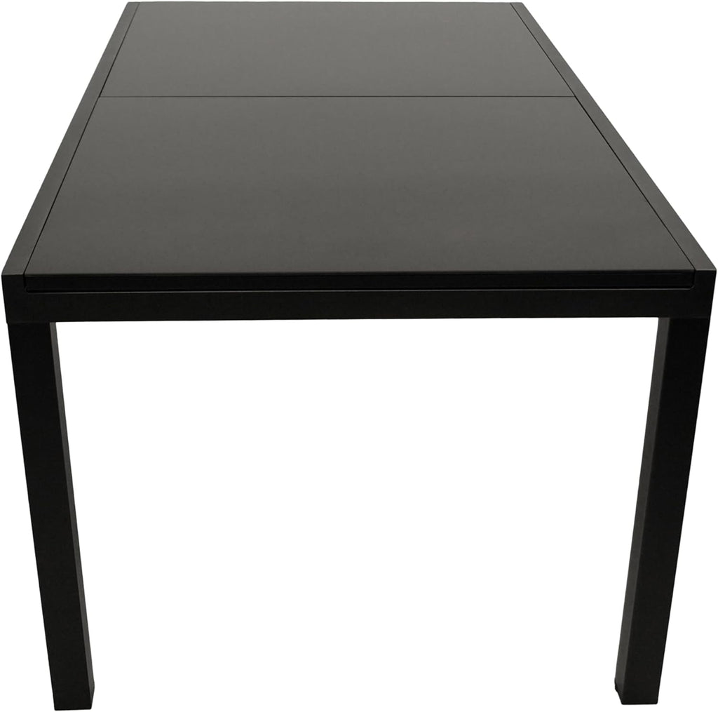 DEGAMO Gartentisch Ausziehtisch ELBA XXL, 200/300x110cm, Aluminium anthrazit + Glas schwarz, Outdoor