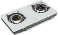 Klarstein Barzona Gaskochfeld, 2-Brenner Edelstahl & Glas, 7,7kW, Tragbarer Campingkocher mit Piezo-Zündung & Flammenausfallsicherung, Kompaktes und Tragbares Design, Weiß