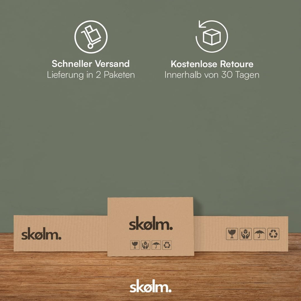 skølm Floki Massivholzbett 160x200 cm aus Eiche - hochwertiges Bettgestell - Bettrahmen mit Bettkopf - Holzbett in Natur geölt - Bett 160x200 cm geeignet als Doppelbett - Futonbett