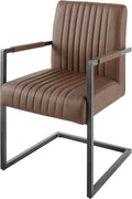 Riess Ambiente Moderner Freischwinger Stuhl Big Aston Echtleder - Vintage braun schwarz - Federkern Metall Esszimmerstuhl Ziersteppung