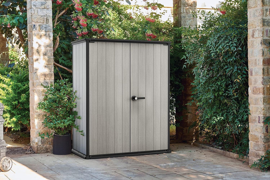 Keter High Store Plus Aufbewahrungsbox, 1400l Fassungsvermögen, Außenmaße B/T/H 140x73,6x170,4cm, Duotech Material, anstreichbar, wasserdicht, wetterfest und pflegeleicht