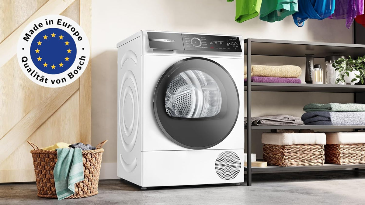 Bosch WQB245B40, Stiftung Warentest GUT (2,5) , Serie 8 Smarter Wärmepumpentrockner 9 kg, AutoDry Sensorgesteuerte Trocknung, SmartDry Programmautomatik, LED-Display, Selbstreinigender Kondensator