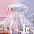 LED RGB Modern Fan Lampe Mit Ventilator Und Alexa 6 Windgeschwindigkeiten Bluetooth-Musiklautsprecher Deckenventilator Mit Beleuchtung Und Fernbedienung Für Wohnzimmer Und Kinderzimmer