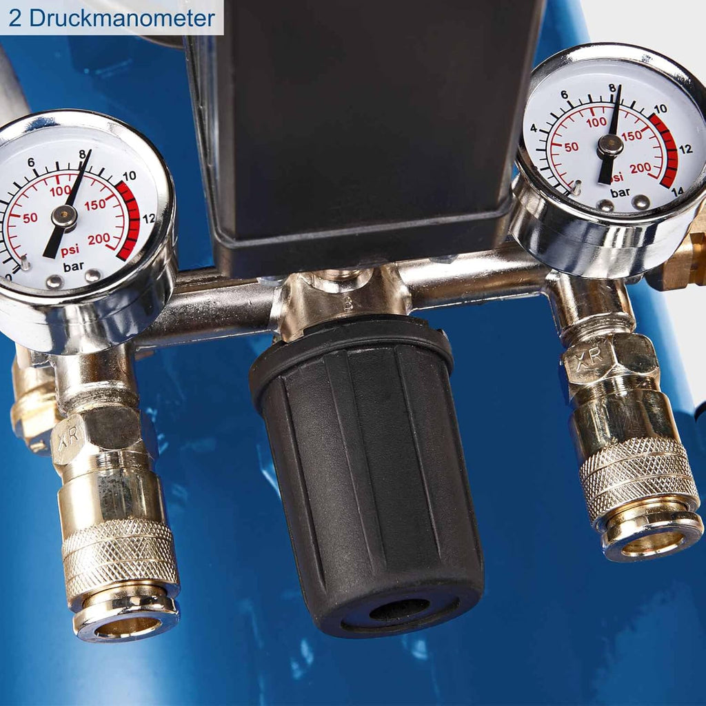 Scheppach Druckluft Kompressor HC120DC ölgeschmiert  und  langlebig 2200W Leistung 100L Kessel max. 10bar Druck 371L Ansaugleistung mit Fahrvorrichtung, Druckregler  und  Schnellanschlusskupplungen