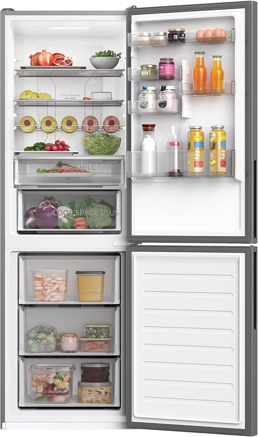 Hoover HOCE7618DX 2D Kühl-Gefrier-Kombination/Freistehend/Total No Frost/WiFi Connected & Smart hOn–App/Externes elektronisches Display/Inox Look