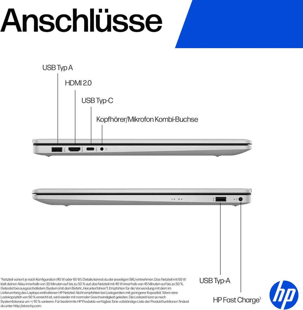 Laptop mit 17,3" FHD Display, Core i7-1355U, 16 GB DDR4 RAM, 1 TB SSD, Iris Grafik, Windows 11, QWERTZ, Silber inkl. 25 GB Dropbox-Speicher für 12 Monate