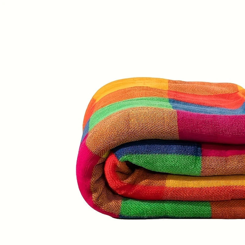 Korallenfleece-Decke – Wendbare, dicke Sherpa-Decke mit farbenfrohem Karomuster