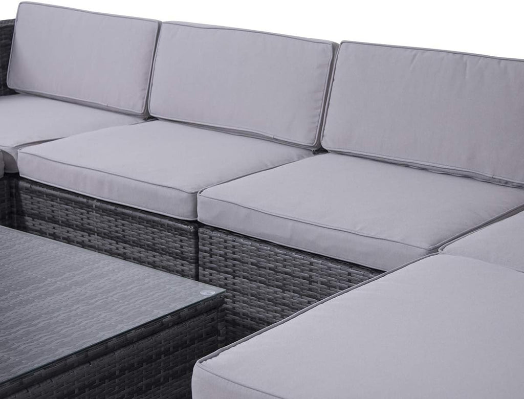 SVITA Lugano XL Polyrattan Lounge Kissenbox Sessel Garten-Set XXL Gartenmöbel Set Gartenlounge Outdoor Lounge Rattan Outdoor Sitzgruppe Grau