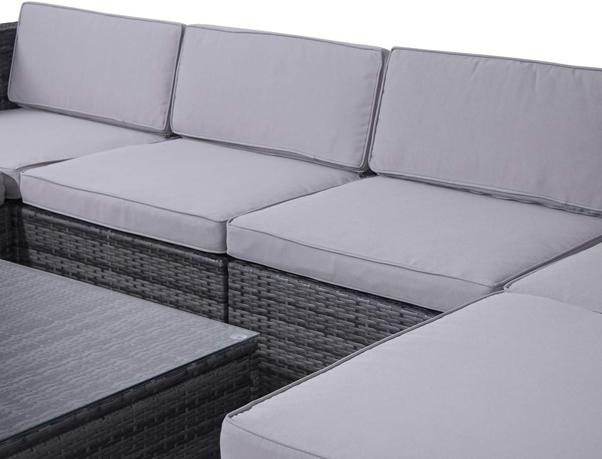 SVITA Lugano XL Polyrattan Lounge Kissenbox Sessel Garten-Set XXL Gartenmöbel Set Gartenlounge Outdoor Lounge Rattan Outdoor Sitzgruppe Grau