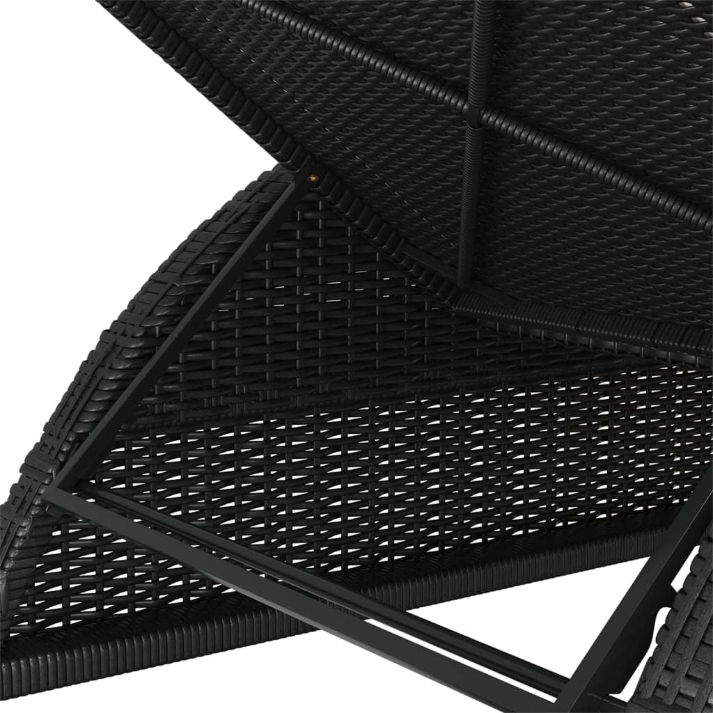 vidaXL Sonnenliege mit Cremeweißer Auflage Gartenliege Liege Rattanmöbel Gartenmöbel Relaxliege Saunaliege Liege Liegestuhl Poly Rattan Schwarz