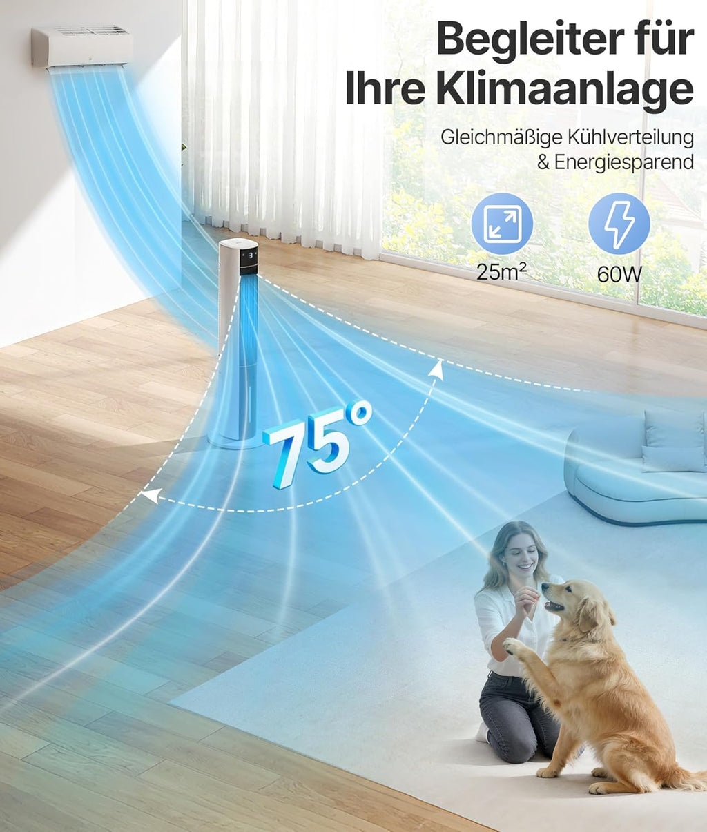 Turmventilator Luftkühler mit Wasserkühlung - Mobile Klimaanlage ohne Abluftschlauch, Ventilator mit Kühlung Leise, 3 Modi-12H Timer-Aroma- Fernbedienung, für Zimmer & Wohnung