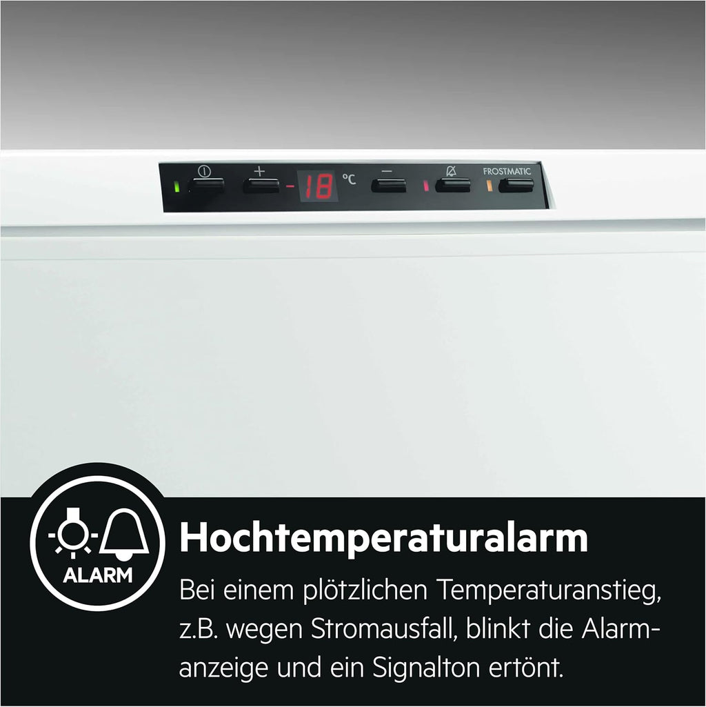 AEG AHB526D1LW Gefriertruhe / 254 L / LowFrost - weniger Eisbildung / Temperaturalarm / Rollen / D