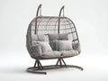 Hängesessel für Garten-Metall-Rattan-Stoff-182x128x206 cm-Beige-Braun-Zeitlos