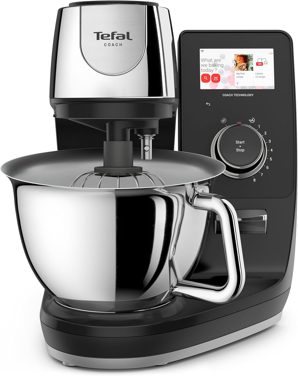 Tefal I-Touch +, Küchenmaschine mit integrierter Waage, Step-by-Step Rezepte, 25 Automatikprogramme, 5,5-Liter-Schüssel, WiFi-Verbindung, 4,3'' Touchscreen, 1200 Watt, Schwarz, QB960DF0