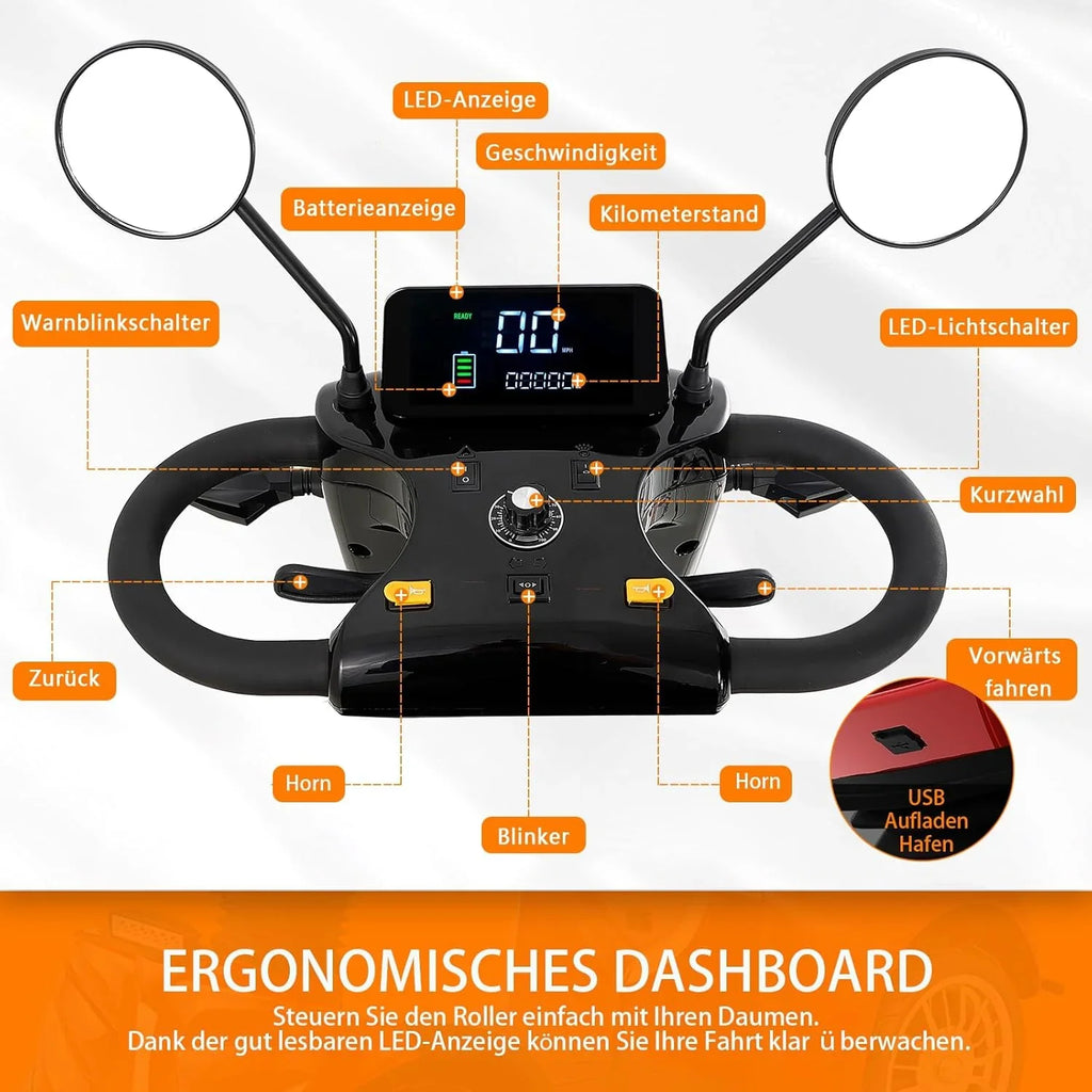 2025 Scooter de movilidad ZVGREEN de 4 ruedas – modelo para personas mayores con asiento tipo capitán – hasta 15 km/h – gran espacio de almacenamiento – asiento giratorio – freno electromagnético