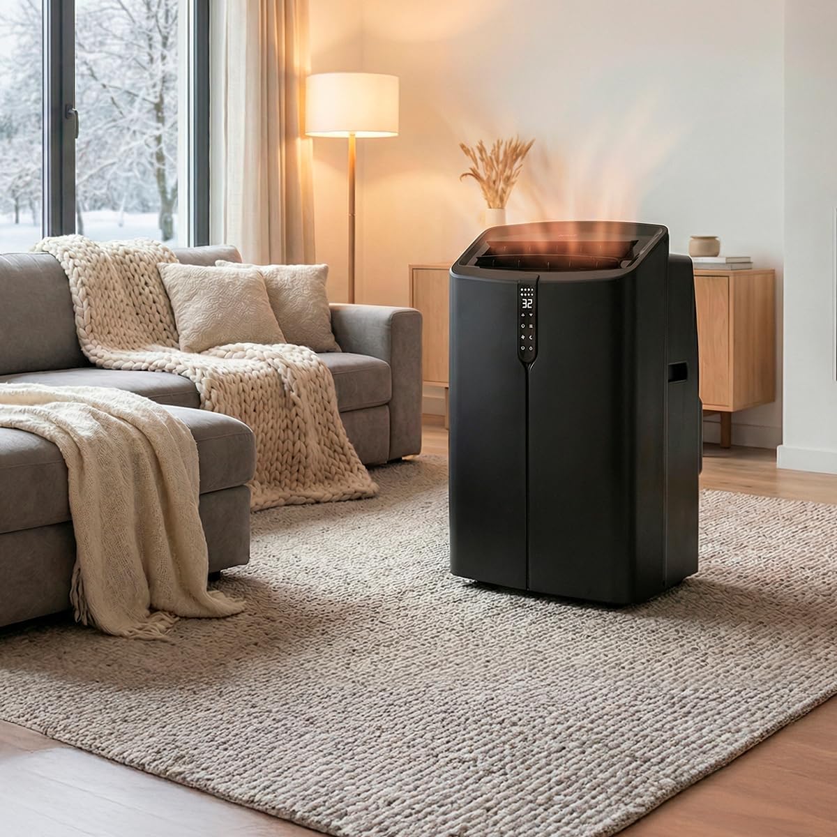 Cecotec Mobile Klimageräte ForceClima 12600 Nux Heating Connected. 12000 BTU, Heizfunktion, WLAN, 5 Modi, 3 Stufen, bis 30 m², Entfeuchter 28 L/Tag, LED-Display, Timer, R290, Energieklasse A