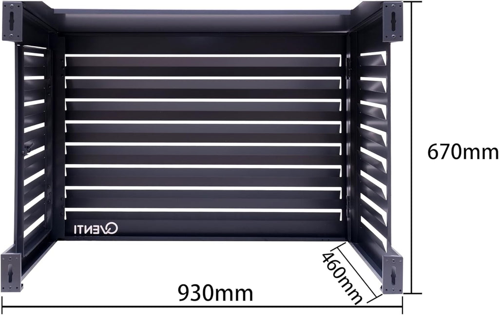 Qventi Abdeckung für Klimaanlage - Anthrazit/Grau - Aluminium - Schutzgitter - Verkleidung - Einfache Montage - Größe S - Außenmaße (LxBxH): 100 x 50 x 75 cm